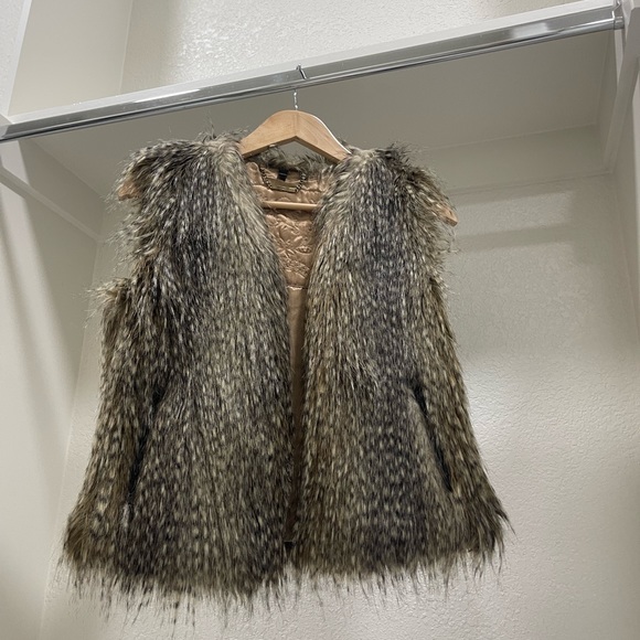 Printed Peacock-faux fur teddy vest jacket coat winter chic winter express - Picture 1 of 15